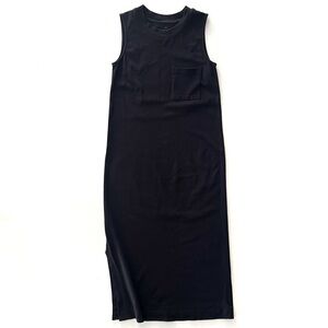 Everlane The Long Weekend Sleeveless Crewneck Cotton Midi Tank Dress in Black